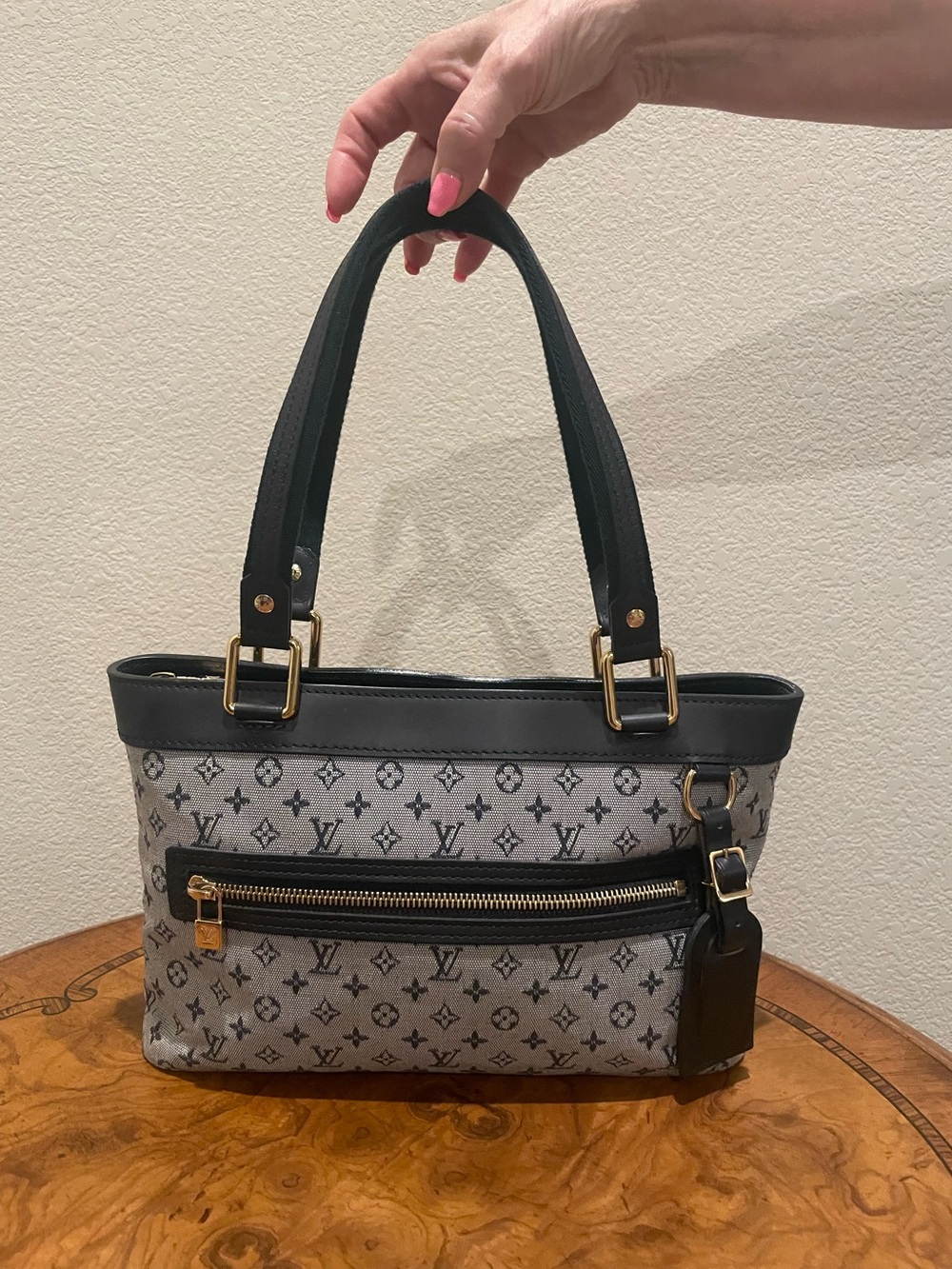 Louis Vuitton Lucille PM Bleu Monogram Mini Canvas Tote Bag France Vintage